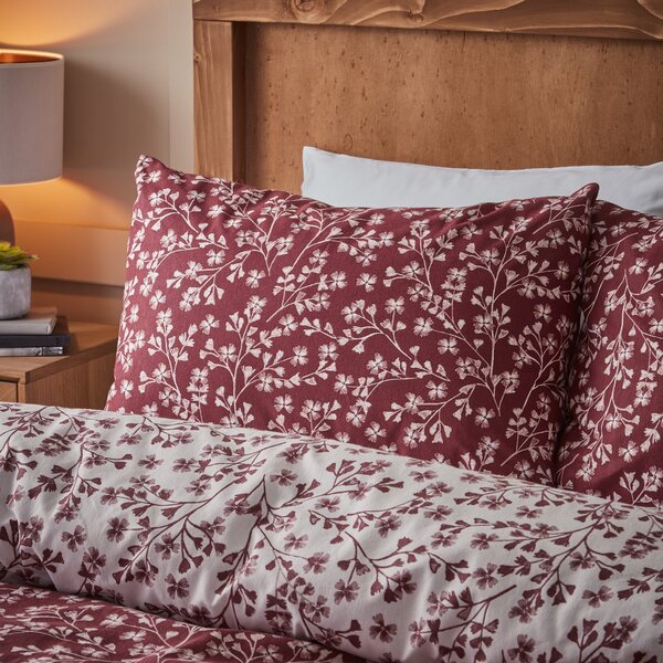 Catherine Lansfield Grace Floral Leaf 100% Brushed Cotton Duvet Cover and Pillowcase Set