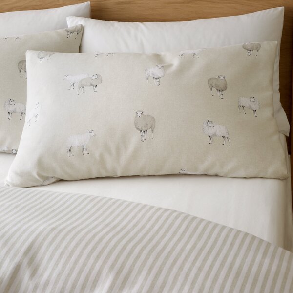 Catherine Lansfield Sheep Brushed Cotton Duvet Cover and Pillowcase Set