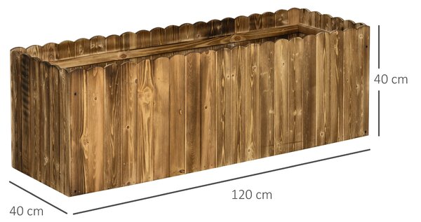 Outsunny 172L Garden Flower Raised Bed Pot Wooden Outdoor Large Rectangle Planter Vegetable Box Outdoor Herb Holder Display (120L x 40W x 40H (cm))