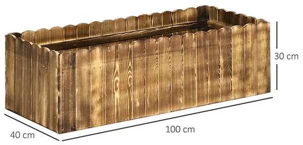 Outsunny 109L Garden Flower Raised Bed Pot Wooden Outdoor Large Rectangle Planter Vegetable Box Herb Holder Display (100Lx40Wx30H (cm)) Aosom UK