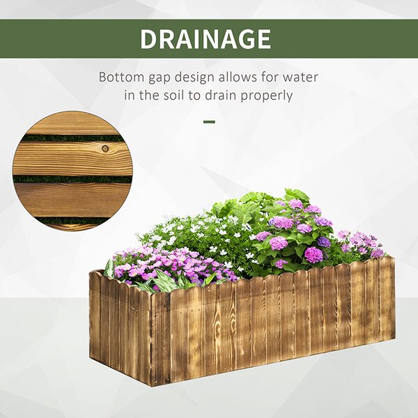 Outsunny 109L Garden Flower Raised Bed Pot Wooden Outdoor Large Rectangle Planter Vegetable Box Herb Holder Display (100Lx40Wx30H (cm)) Aosom UK