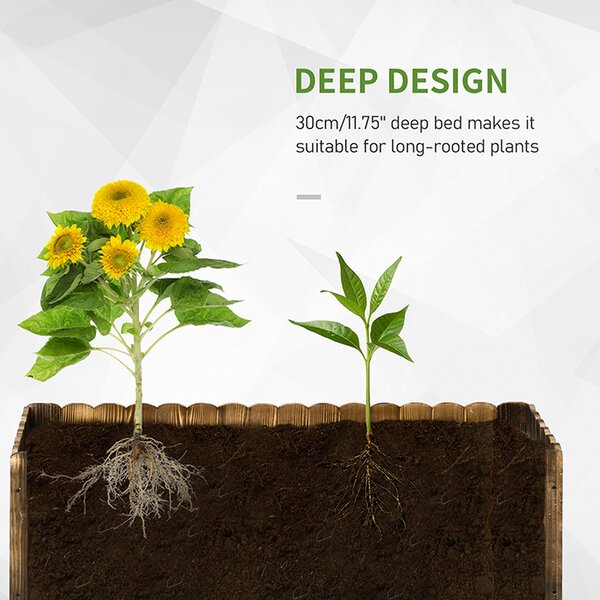 Outsunny 109L Garden Flower Raised Bed Pot Wooden Outdoor Large Rectangle Planter Vegetable Box Herb Holder Display (100Lx40Wx30H (cm)) Aosom UK