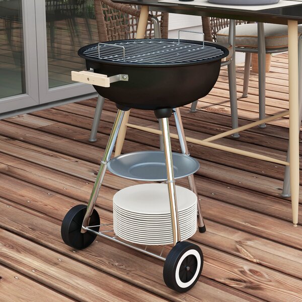 Outsunny BBQ Grill Charcoal Grill Portable Charcoal BBQ Round Kettle Grill Outdoor Heat Control Party Patio Barbecue Aosom UK