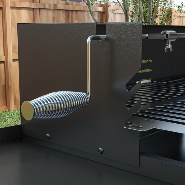 Outsunny BBQ Rotisserie Grill Roaster Charcoal Spit Roasting Machine for Chicken Turkey with 3-Level Grill Grate, Side Shelves Aosom UK