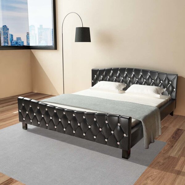 Bed Frame Black Faux Leather 180x200 cm