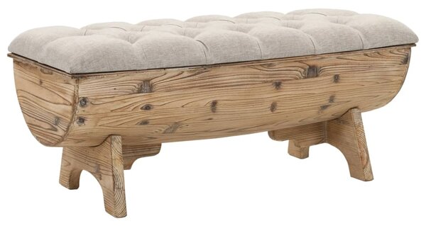 Storage Bench Solid Wood and Fabric 103x51x44 cm
