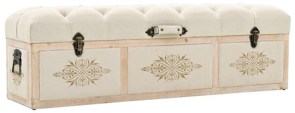 Storage Bench Solid Wood and Fabric 120x30x38 cm