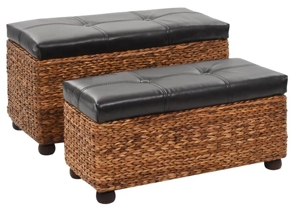 246108 Bench Set 2 Pieces Seagrass Brown