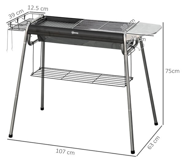 Outsunny Charcoal BBQ Grill - Black