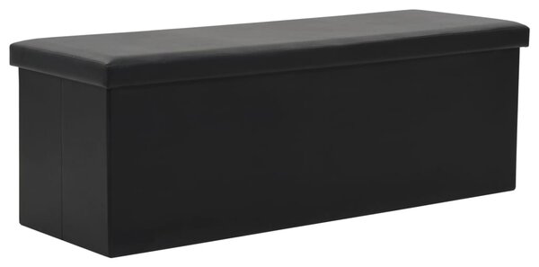 Folding Storage Bench Faux Leather 110x38x38 cm Black
