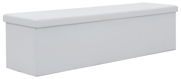 Folding Storage Bench Faux Leather 150x38x38 cm White