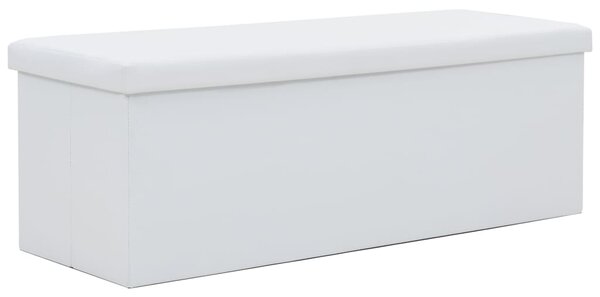 Folding Storage Bench Faux Leather 110x38x38 cm White