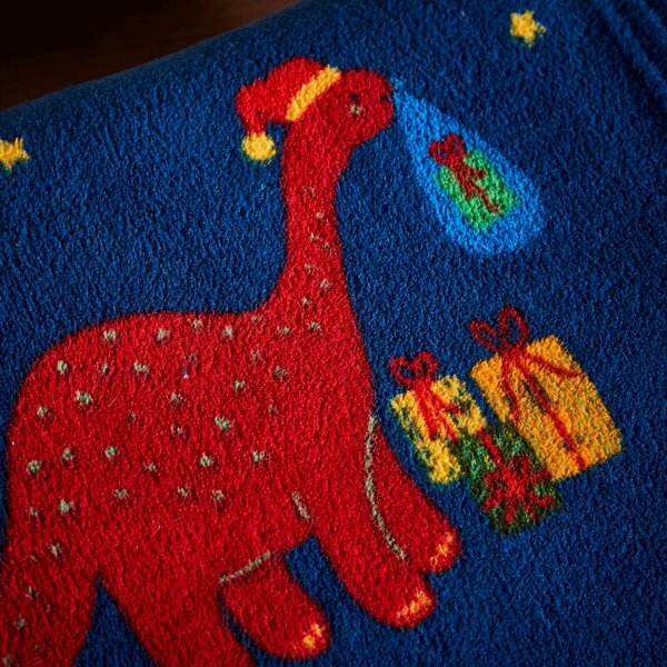 Dinosaur Christmas Printed Fleece Throw Blanket 130cm x 170cm