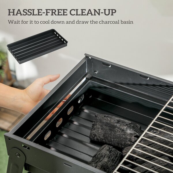 Outsunny Foldable Charcoal Grill - Black