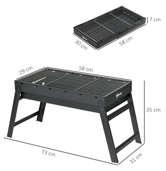 Outsunny Foldable Charcoal Grill - Black