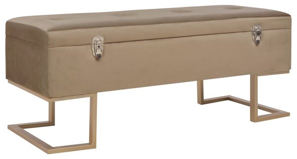 Bench with Storage Compartment 105 cm Beige Velvet