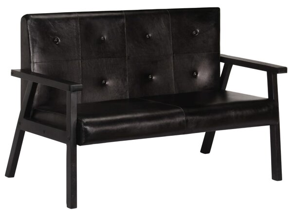 2-Seater Sofa Black Real Leather