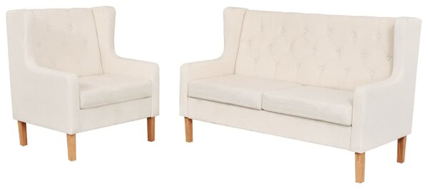 274928 Sofa Set 2 Pieces Fabric Cream White (245449+245450)