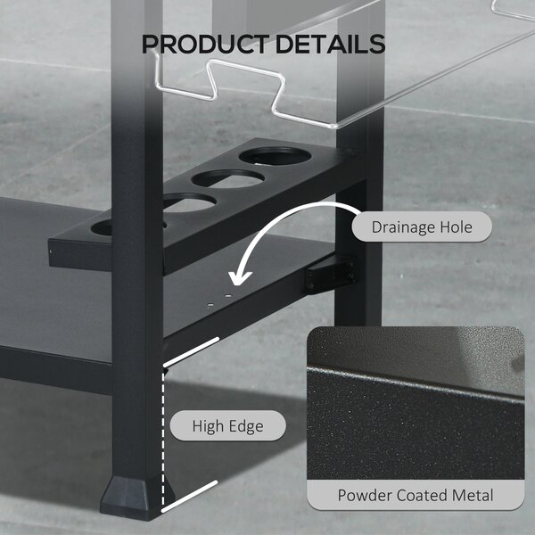 Outsunny Multi-Feature BBQ Grill Table, with Stainless Steel Top - Black