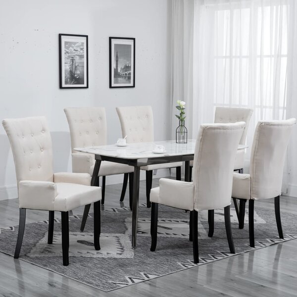 276904 Dining Chair with Armrests 6 pcs Beige Fabric (6x248459)
