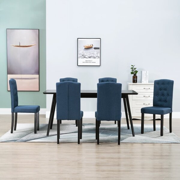 276986 Dining Chairs 6 pcs Blue Fabric(249001+249002)