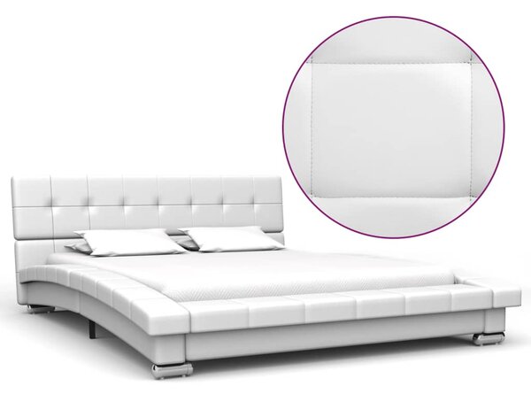 Bed Frame White Faux Leather 200x120 cm
