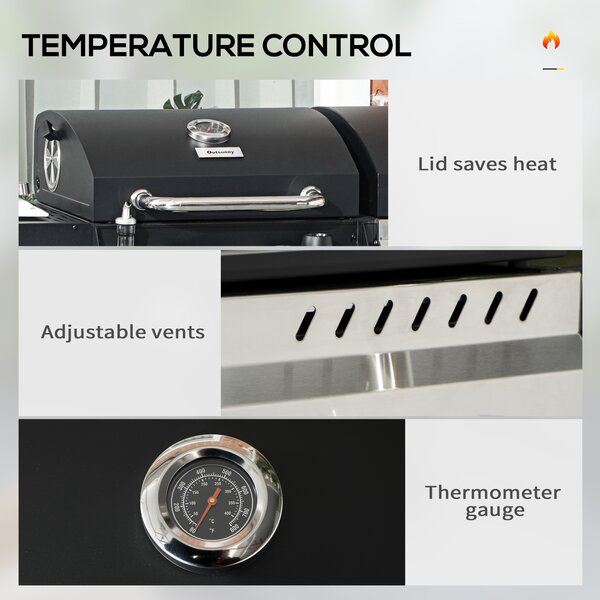 Outsunny Dual Fuel BBQ Grill - Black