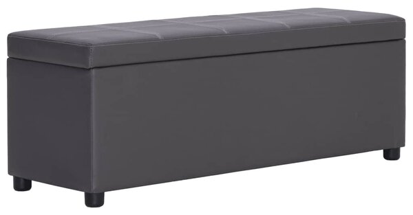 Bench with Storage Compartment 116 cm Grey Faux Leather