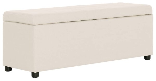 Bench with Storage Compartment 116 cm Cream Polyester