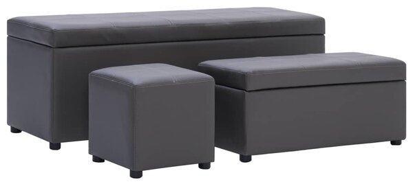 281327 Benches and Footrest Grey Faux Leather