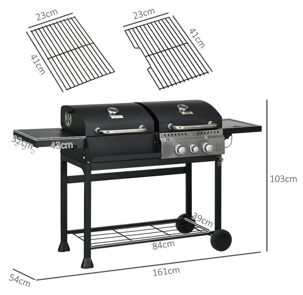Outsunny Dual Fuel BBQ Grill - Black