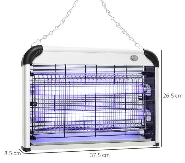 Outsunny Wall Hanging 20W Electric Insect Killer, Fly & Mosquito Zapper, Bug Zapper, Silver Aosom UK