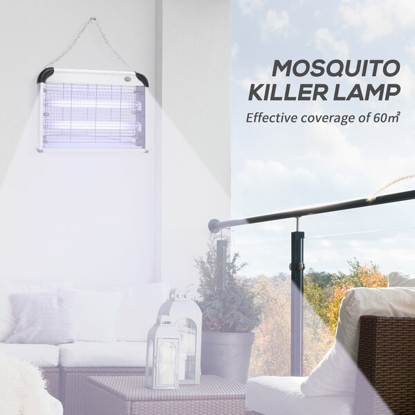 Outsunny Wall Hanging 20W Electric Insect Killer, Fly & Mosquito Zapper, Bug Zapper, Silver Aosom UK