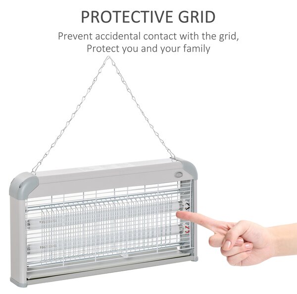 Outsunny Electric Insect Killer, 30W Free Standing Wall Hanging Fly Zapper, Mosquito Trap w/ 60m2 Coverage for Indoor Outdoor Use Aosom UK