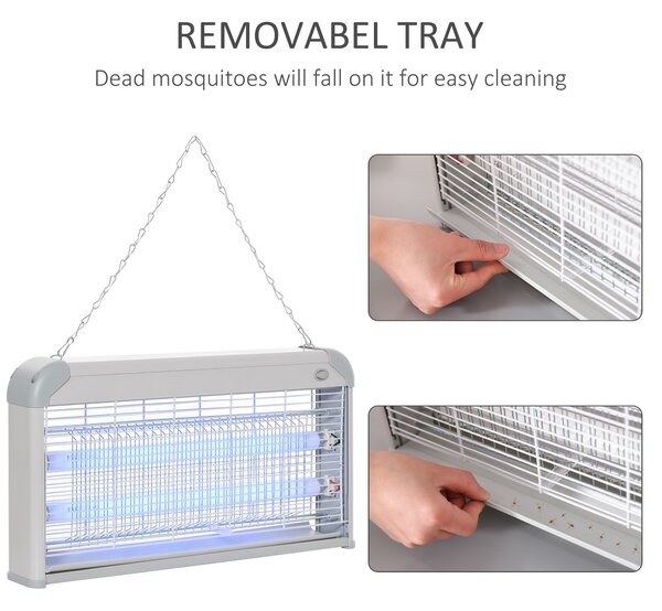 Outsunny Electric Insect Killer, 30W Free Standing Wall Hanging Fly Zapper, Mosquito Trap w/ 60m2 Coverage for Indoor Outdoor Use Aosom UK