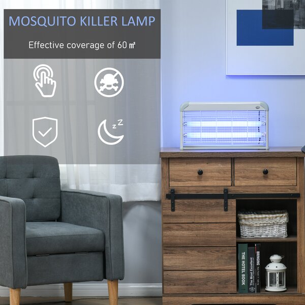 Outsunny Electric Insect Killer, 30W Free Standing Wall Hanging Fly Zapper, Mosquito Trap w/ 60m2 Coverage for Indoor Outdoor Use Aosom UK