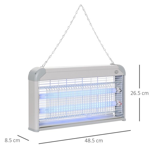 Outsunny Electric Insect Killer, 30W Free Standing Wall Hanging Fly Zapper, Mosquito Trap w/ 60m2 Coverage for Indoor Outdoor Use Aosom UK