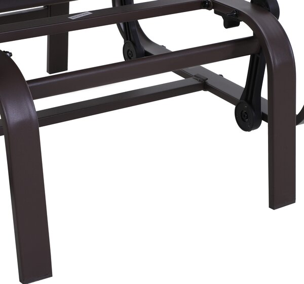Outsunny Outdoor Gliding Rocking Chair with Sturdy Metal Frame Garden Comfortable Swing Chair for Patio, Backyard and Poolside, Brown