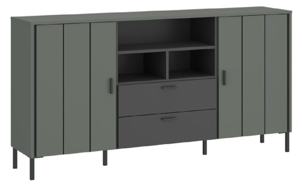 Arthur Wooden Sideboard With 2 Doors 2 Drawers In Green Grey