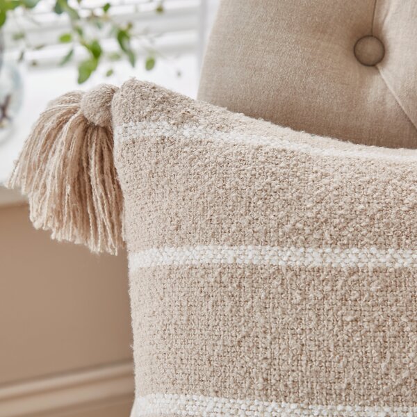 Stripe Woven Tassel Square Cushion