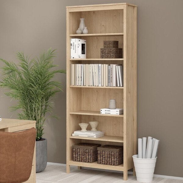 Bellevue Wooden Bookcase With 6 Shelves In Oak