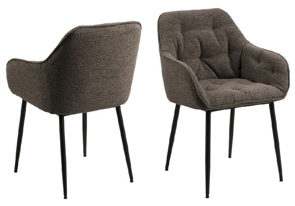 Bethel Taupe Fabric Dining Chairs With Arms In Pair