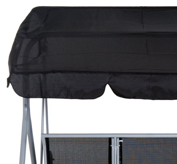 Outsunny Patio Swing Chair 3-Seater Garden Hammock Bench with Rocking Shelter Shade, Metal Frame, Black