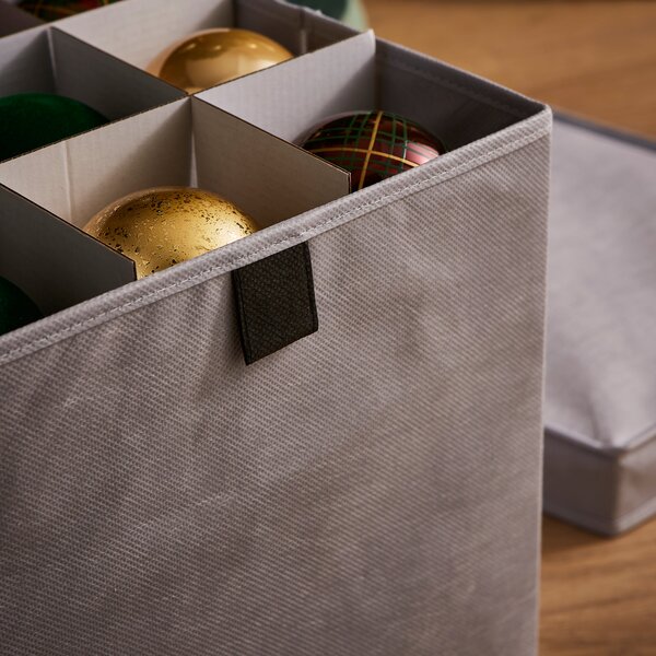 Woven Grey Bauble Storage Box