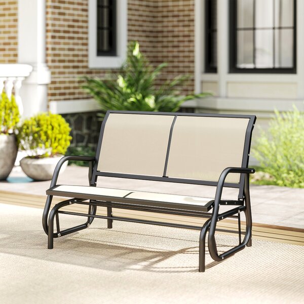 Outsunny Gliding Patio Loveseat: Double Swing Bench for Alfresco Seating, Powder-Coated Steel Frame, Beige Aosom UK