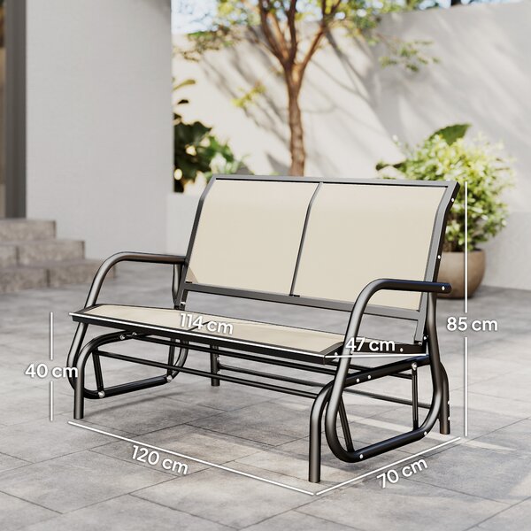 Outsunny Gliding Patio Loveseat: Double Swing Bench for Alfresco Seating, Powder-Coated Steel Frame, Beige Aosom UK