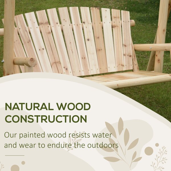 Outsunny Outdoor 2 Seater Larch Wood Wooden Garden Porch Swing Chair Hammock Bench Lounger