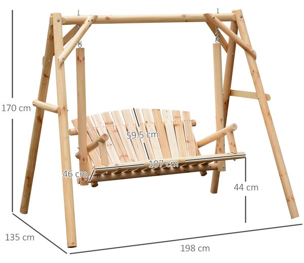 Outsunny Outdoor 2 Seater Larch Wood Wooden Garden Porch Swing Chair Hammock Bench Lounger