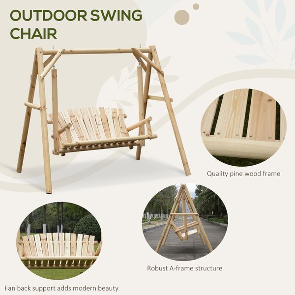 Outsunny Outdoor 2 Seater Larch Wood Wooden Garden Porch Swing Chair Hammock Bench Lounger