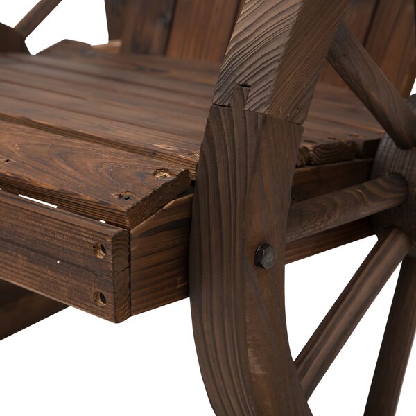Outsunny Wooden Adirondack Rocking Chair Reclining Armchair Outdoor Garden Furniture Patio Porch Rocker - Carbonized Wood Colour Aosom UK